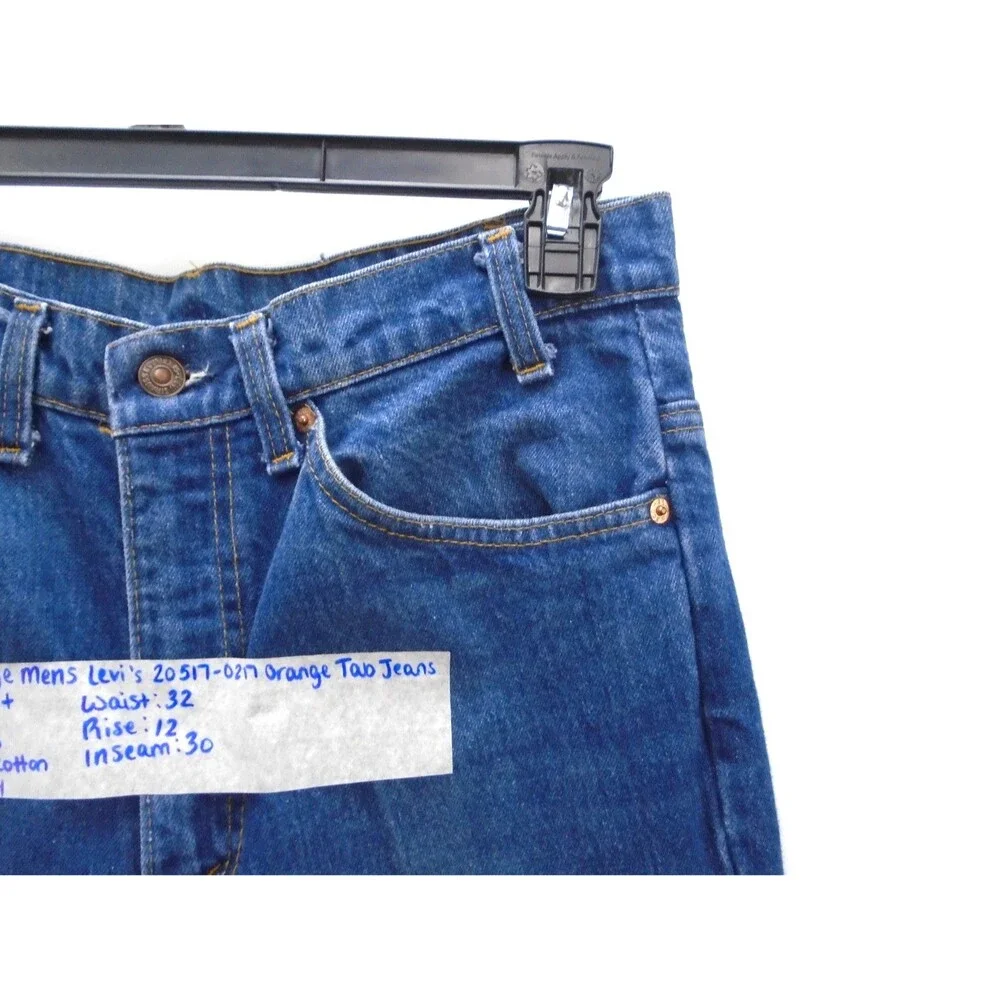 Vintage Levi's 517 1980's ORANGE TAB Men Bootcut Blue Jeans 34 (32x30) MADE USA - Picture 7 of 16